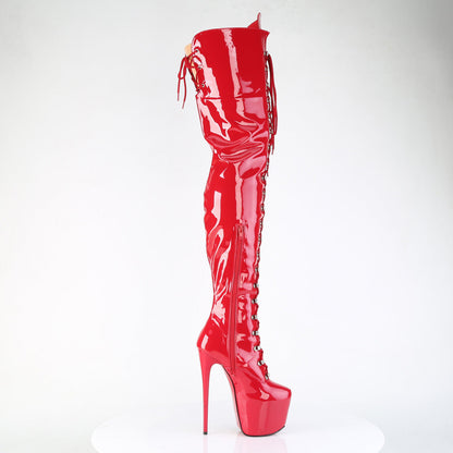 JUBILANT-4012 Pleaser Red 7 Inch Fetish Style Crotch Length Boots