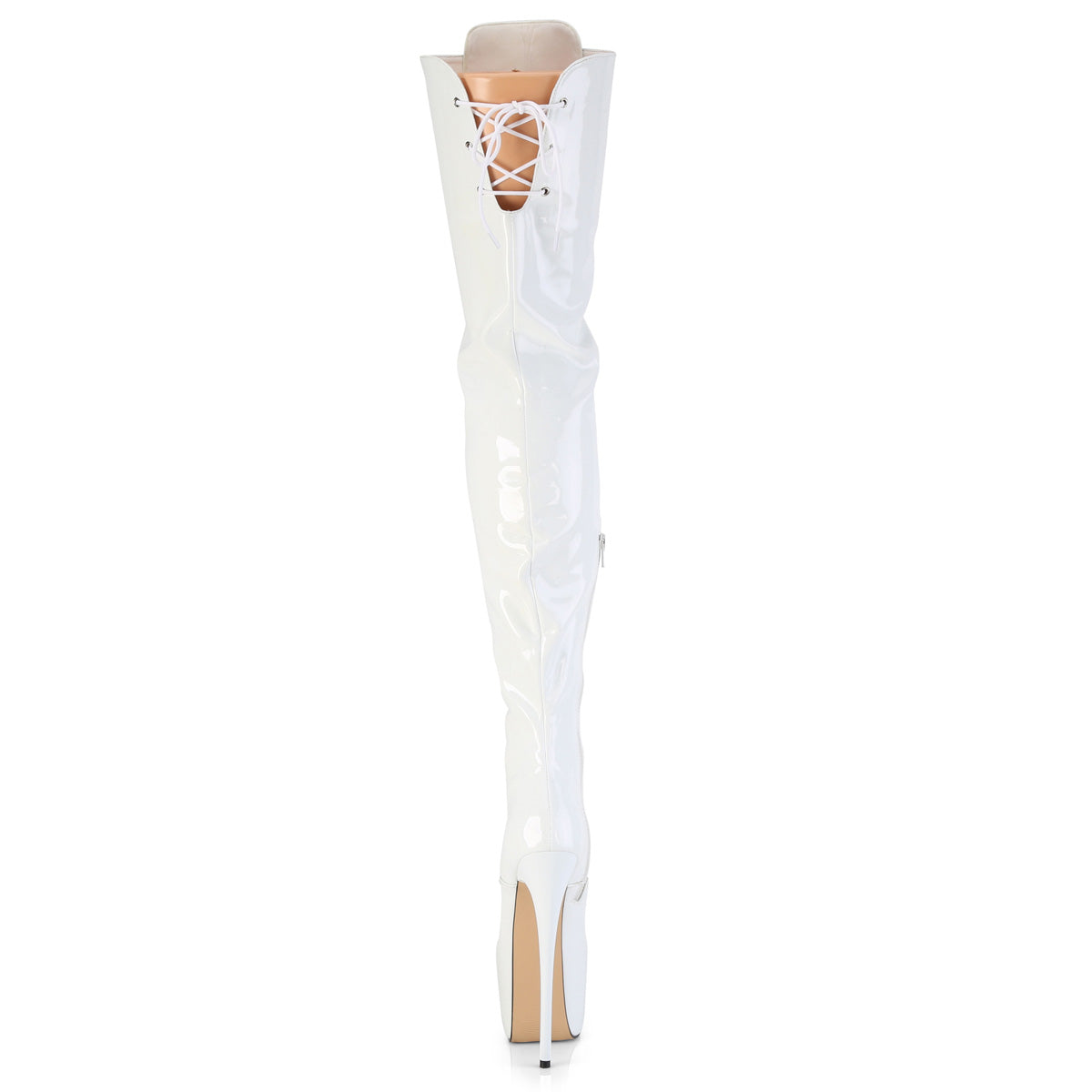 JUBILANT-4012 Pleaser White 7 Inch Pole Dancer Ctotch Boots