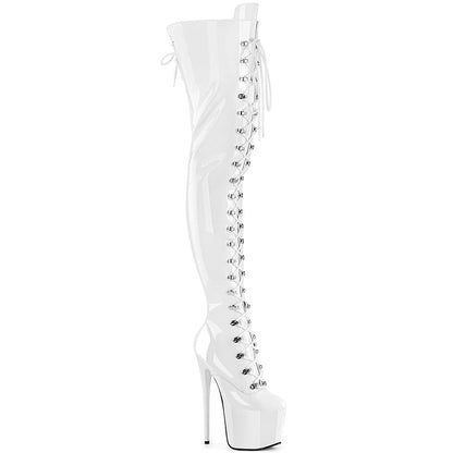 JUBILANT-4012 Pleaser White 7 Inch Pole Dancer Ctotch Boots
