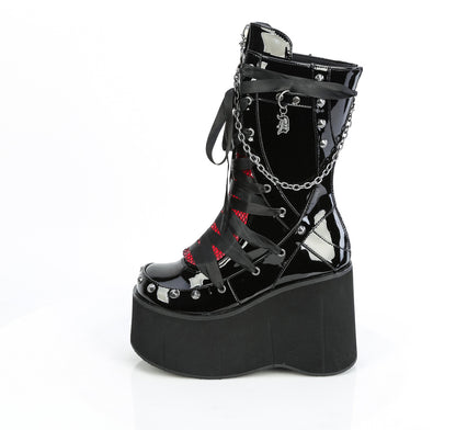 Demonia KERA-121 Black Lace-Up Platform Mid Calf Boots