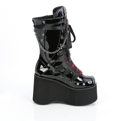 Demonia KERA-121 Black Lace-Up Platform Mid Calf Boots