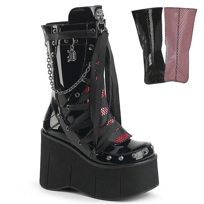 KERA-121 Demonia Cult Black Alternative Knee High Boots Blk Pat