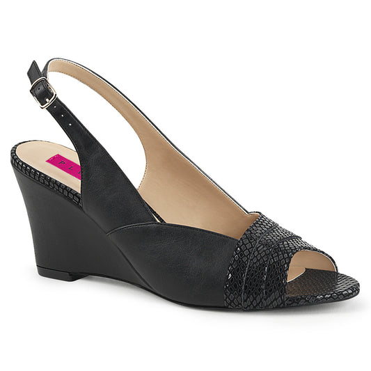 Pleaser Pink Label KIMBERLY-01SP Black Peep Toe Sandals - 3 Inch Heels