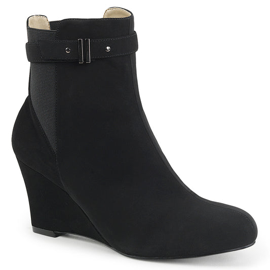 Pleaser Pink Label KIMBERLY-102 Black Nubuck Suede Ankle Boots - 3 Inch Heels