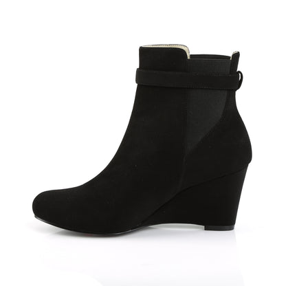 Pleaser Pink Label KIMBERLY-102 Black Nubuck Suede Ankle Boots - 3 Inch Heels