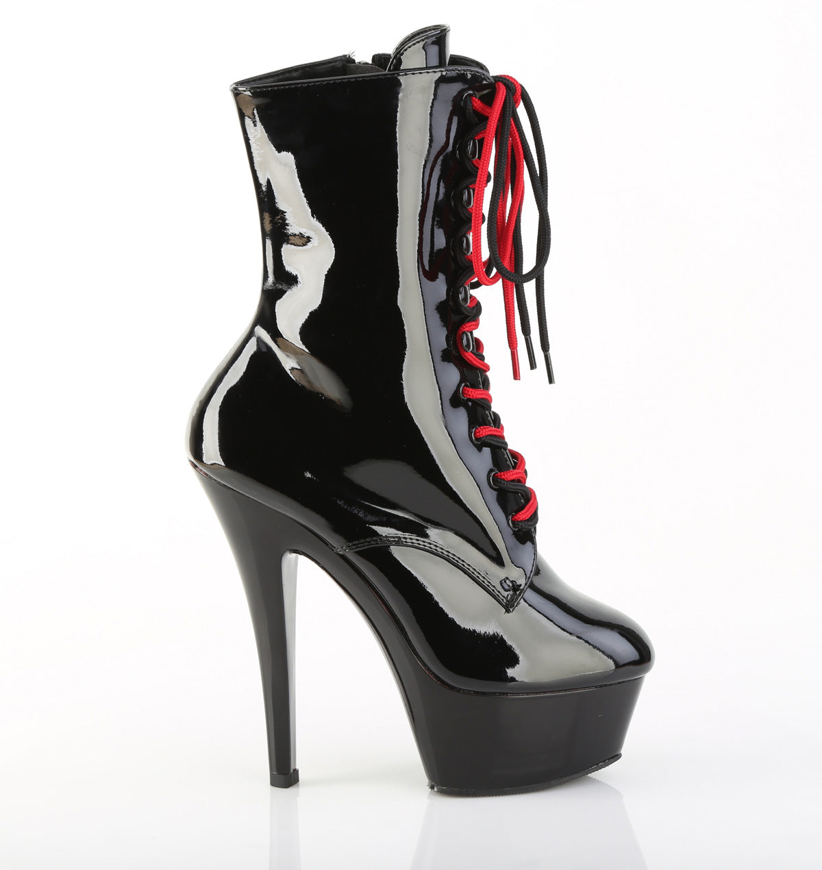 Pleaser KISS-1020-1 Black Lace-Up Platform Ankle Boots - 6 Inch Heels