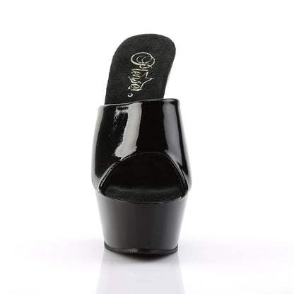Pleaser KISS-201 Black Peep Toe Platform Sandals - 6 Inch Heels