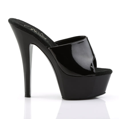 Pleaser KISS-201 Black Peep Toe Platform Sandals - 6 Inch Heels