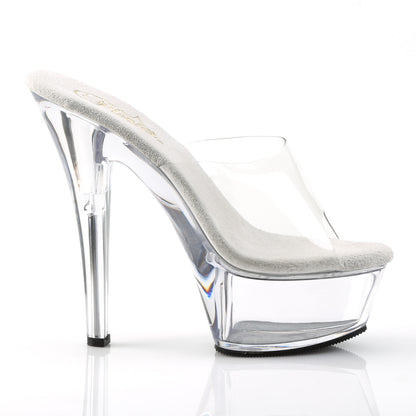 Pleaser KISS-201 Clear Peep Toe Platform Sandals - 6 Inch Heels