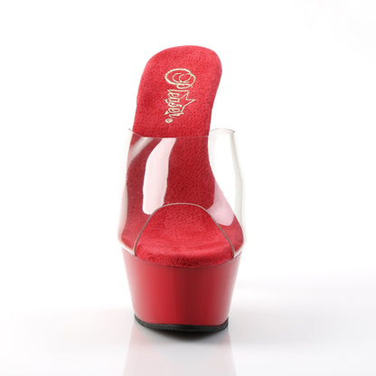 Pleaser KISS-201 Clear / Red Peep Toe Platform Sandals - 6 Inch Heels