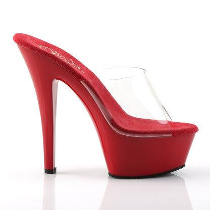 KISS-201 Pleaser 6" Heel Clear and Red Stripper Platform Heels