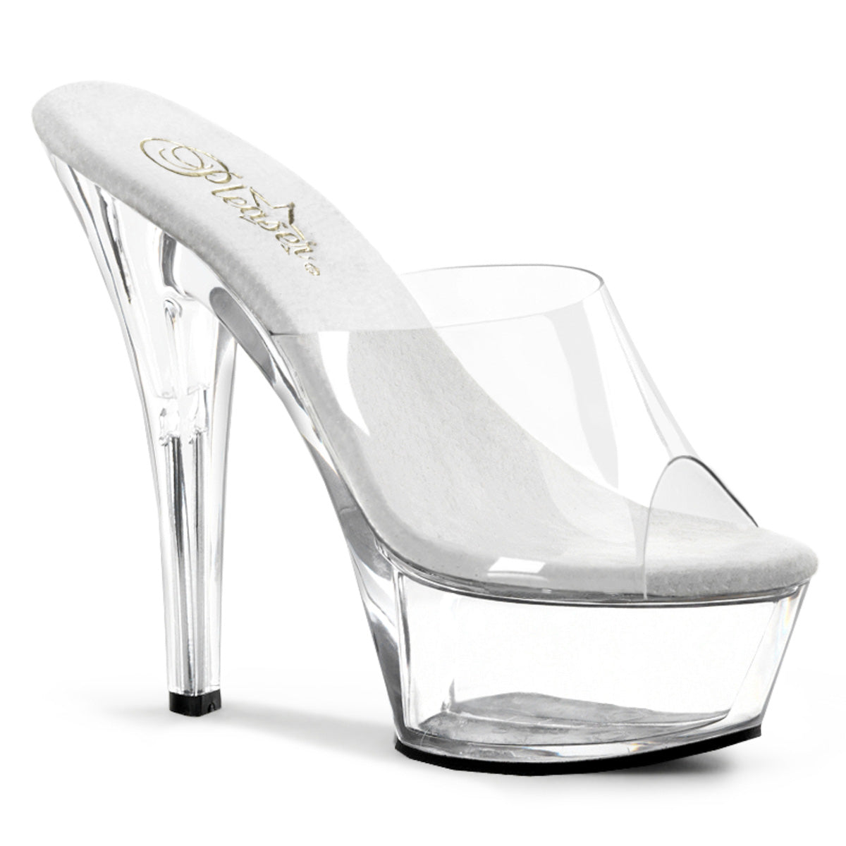 Pleaser KISS-201 Clear Peep Toe Platform Sandals - 6 Inch Heels