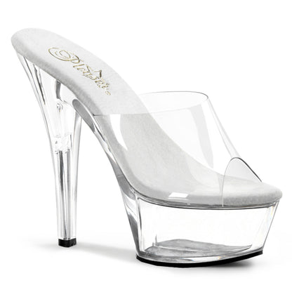 Pleaser KISS-201 Clear Peep Toe Platform Sandals - 6 Inch Heels