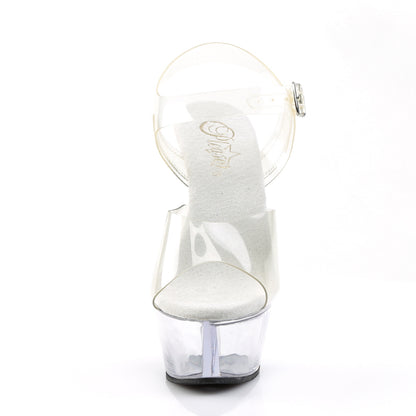 Pleaser KISS-208 Clear Peep Toe Platform Sandals - 6 Inch Heels