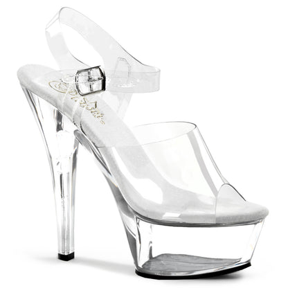 Pleaser KISS-208 Clear Peep Toe Platform Sandals - 6 Inch Heels