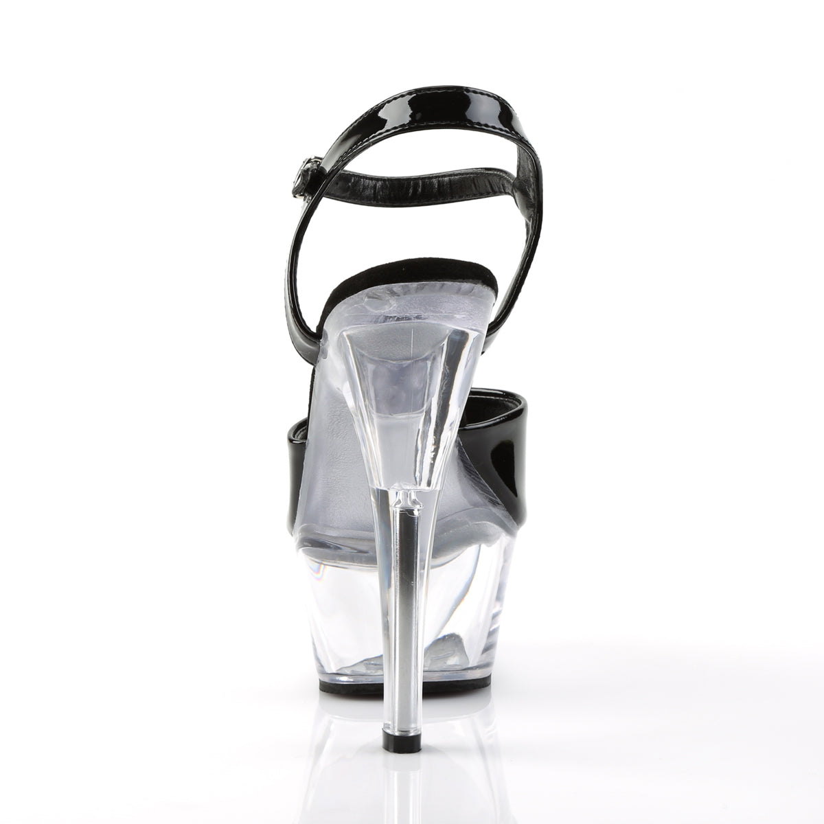 Pleaser KISS-209 Black / Clear Peep Toe Platform Sandals - 6 Inch Heels