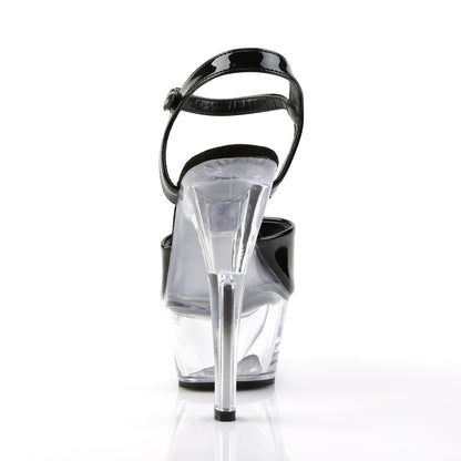 Pleaser KISS-209 Black / Clear Peep Toe Platform Sandals - 6 Inch Heels