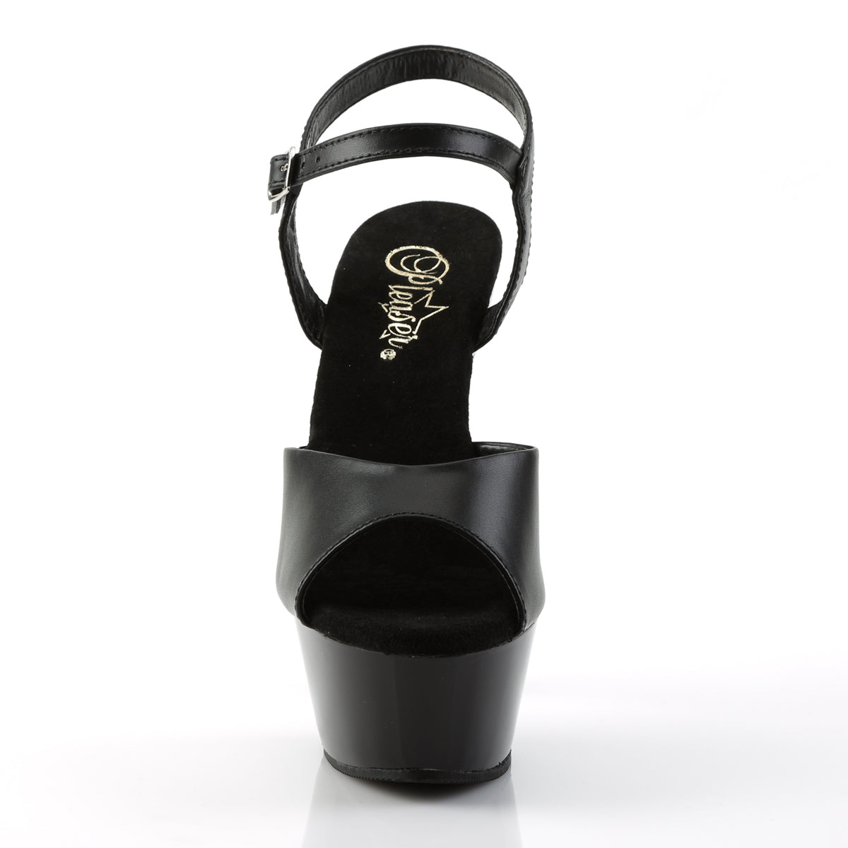 Pleaser KISS-209 Black Peep Toe Platform Sandals - 6 Inch Heels