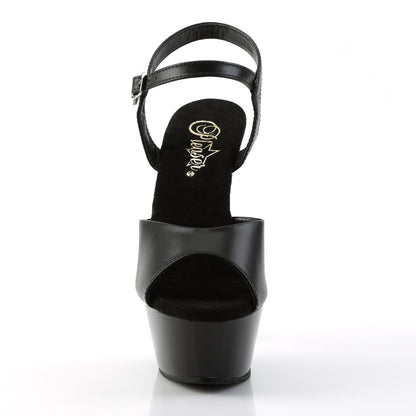 Pleaser KISS-209 Black Peep Toe Platform Sandals - 6 Inch Heels