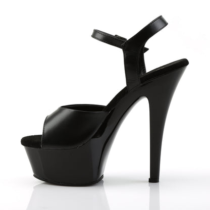 Pleaser KISS-209 Black Peep Toe Platform Sandals - 6 Inch Heels