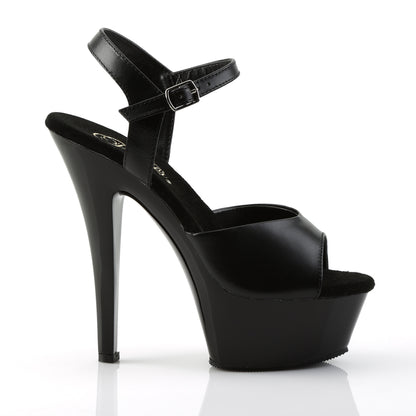 Pleaser KISS-209 Black Peep Toe Platform Sandals - 6 Inch Heels