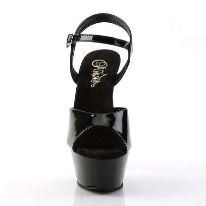 Pleaser KISS-209 Black Peep Toe Platform Sandals - 6 Inch Heels