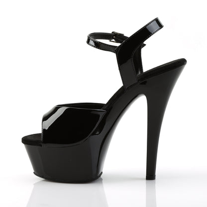 Pleaser KISS-209 Black Peep Toe Platform Sandals - 6 Inch Heels