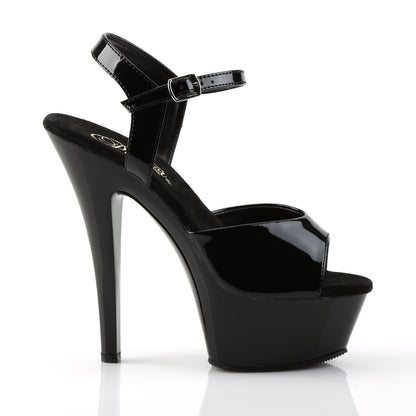 Pleaser KISS-209 Black Peep Toe Platform Sandals - 6 Inch Heels