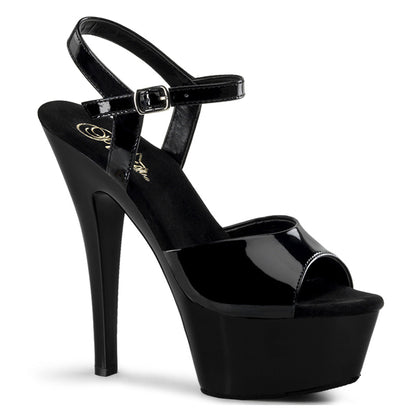 Pleaser KISS-209 Black Peep Toe Platform Sandals - 6 Inch Heels