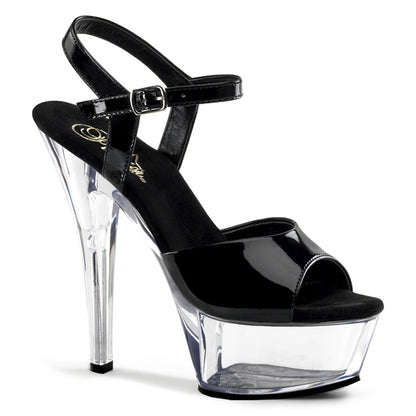 KISS-209 6" Heel Black and Clear Ankle Strap Stripper Platforms High Heels