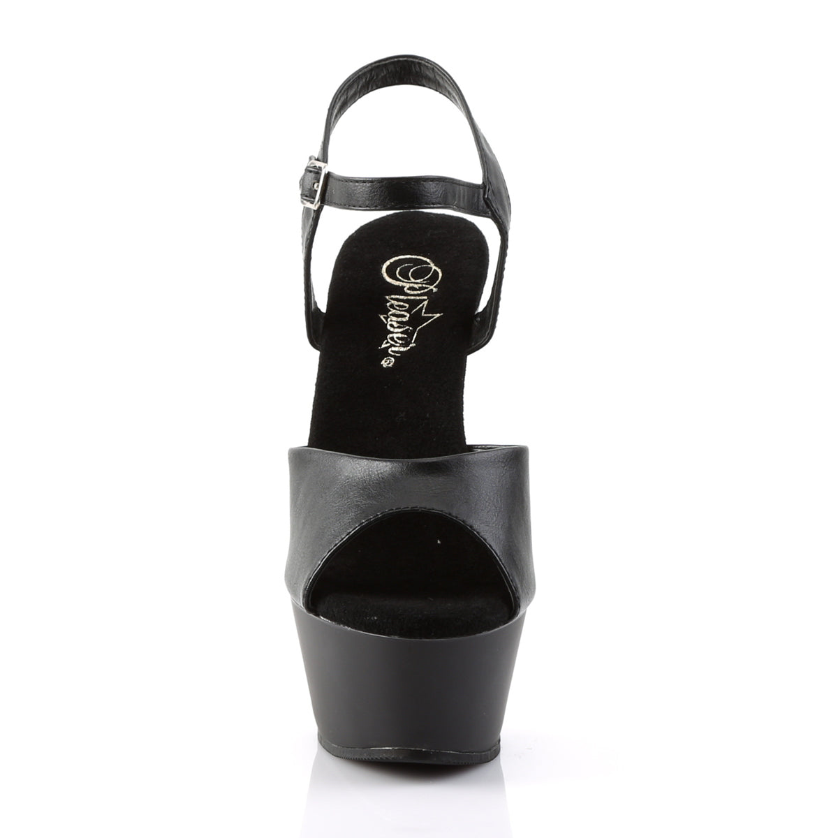 Pleaser KISS-209 Black / Black Matte Peep Toe Platform Sandals - 6 Inch Heels
