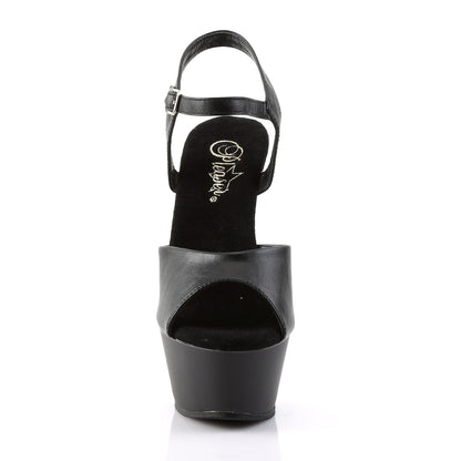 Pleaser KISS-209 Black / Black Matte Peep Toe Platform Sandals - 6 Inch Heels