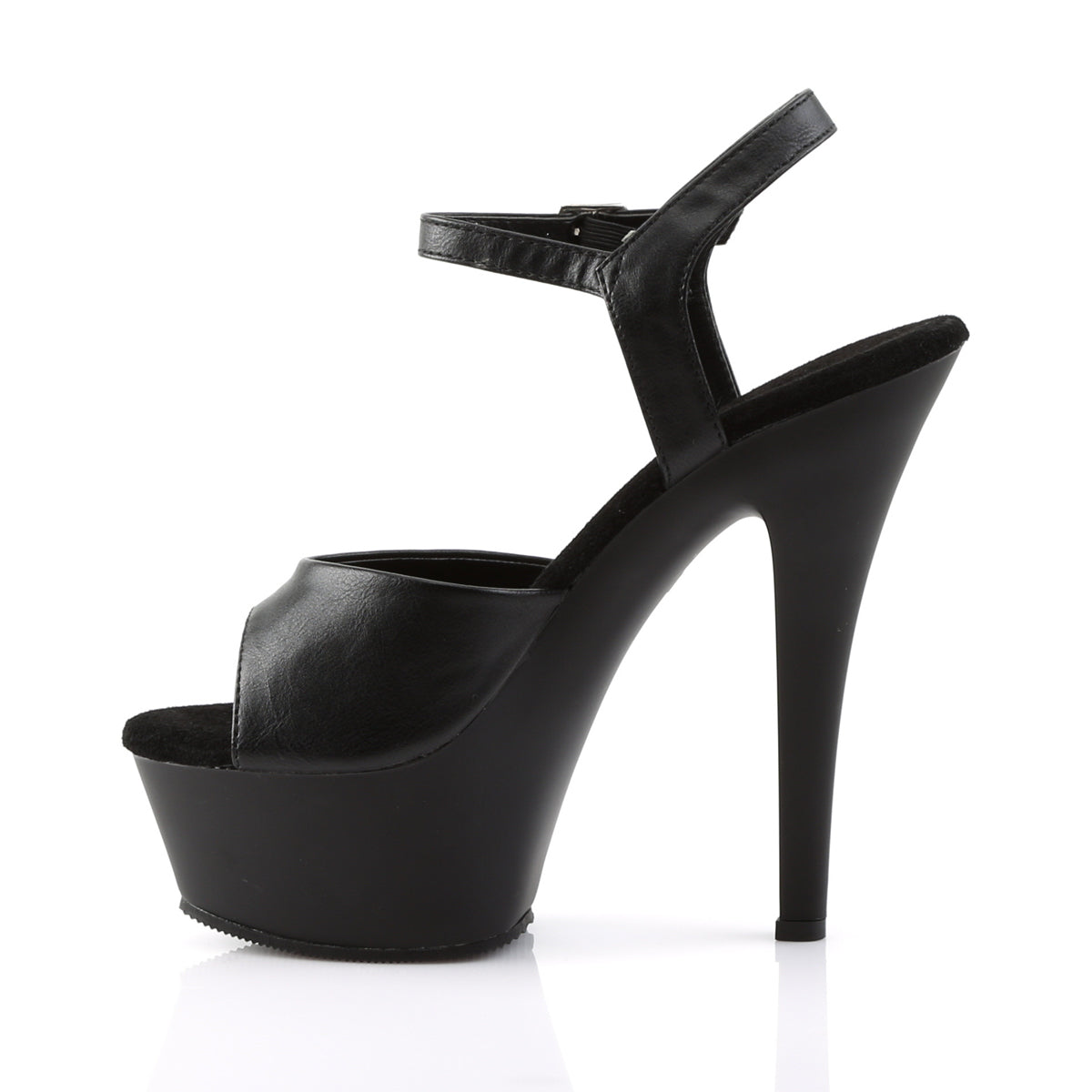 Pleaser KISS-209 Black / Black Matte Peep Toe Platform Sandals - 6 Inch Heels