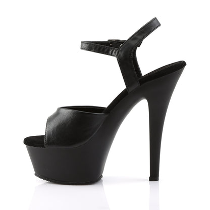 Pleaser KISS-209 Black / Black Matte Peep Toe Platform Sandals - 6 Inch Heels