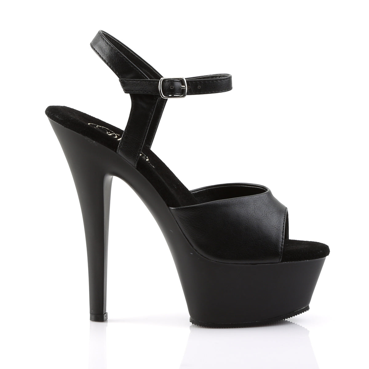 Pleaser KISS-209 Black / Black Matte Peep Toe Platform Sandals - 6 Inch Heels
