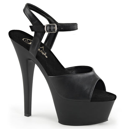 Pleaser KISS-209 Black / Black Matte Peep Toe Platform Sandals - 6 Inch Heels