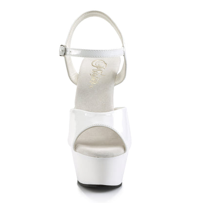 Pleaser KISS-209 White Peep Toe Platform Sandals - 6 Inch Heels