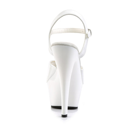 Pleaser KISS-209 White Peep Toe Platform Sandals - 6 Inch Heels