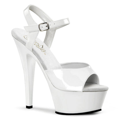 Pleaser KISS-209 White Peep Toe Platform Sandals - 6 Inch Heels