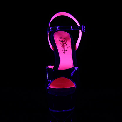 Pleaser KISS-209TT Black / Black-Neon Hot Pink Platform Sandals - 6 Inch Heels