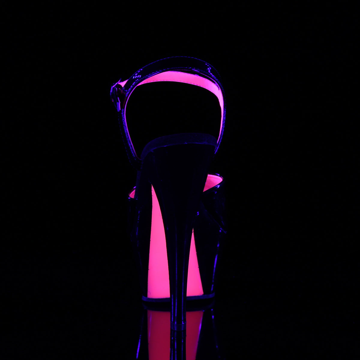 Pleaser KISS-209TT Black / Black-Neon Hot Pink Platform Sandals - 6 Inch Heels