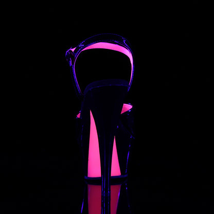 Pleaser KISS-209TT Black / Black-Neon Hot Pink Platform Sandals - 6 Inch Heels