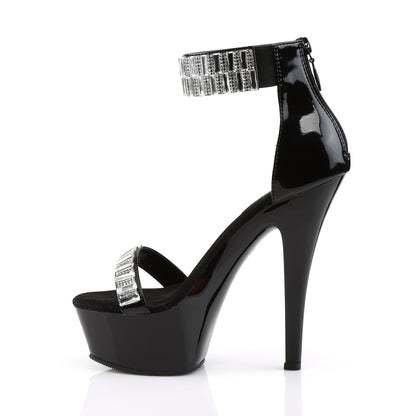 Pleaser KISS-269RS Black Rhinestone Platform Sandals - 6 Inch Heels
