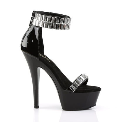 Pleaser KISS-269RS Black Rhinestone Platform Sandals - 6 Inch Heels
