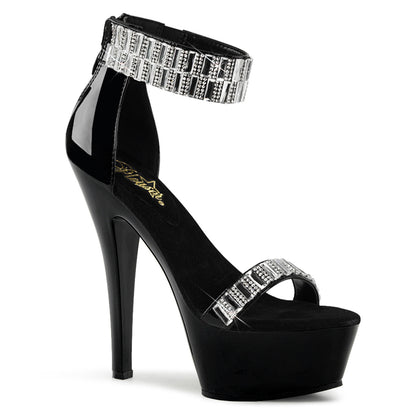 Pleaser KISS-269RS Black Rhinestone Platform Sandals - 6 Inch Heels
