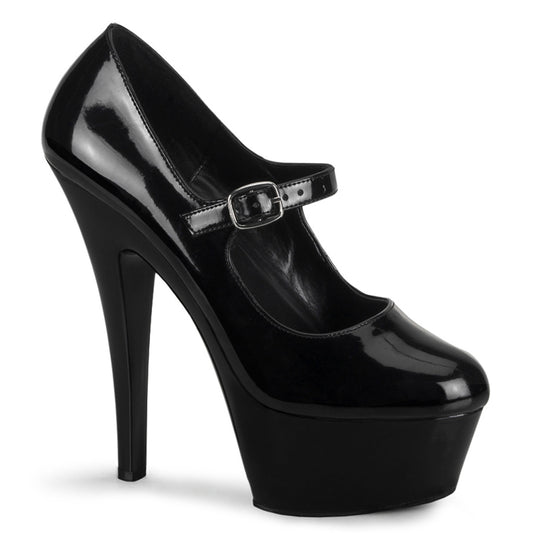 Pleaser KISS-280 Black Platform Mary Jane Shoes - 6 Inch Heels
