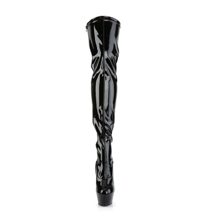 Pleaser KISS-3000 Black Platform Thigh High Boots - 6 Inch Heels