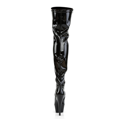 KISS-3000 Pleaser Black Patent 6 Inch Pole Dancing Thigh Boots