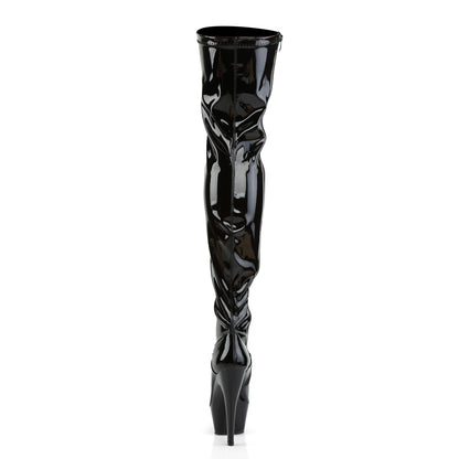 Pleaser KISS-3000 Black Platform Thigh High Boots - 6 Inch Heels