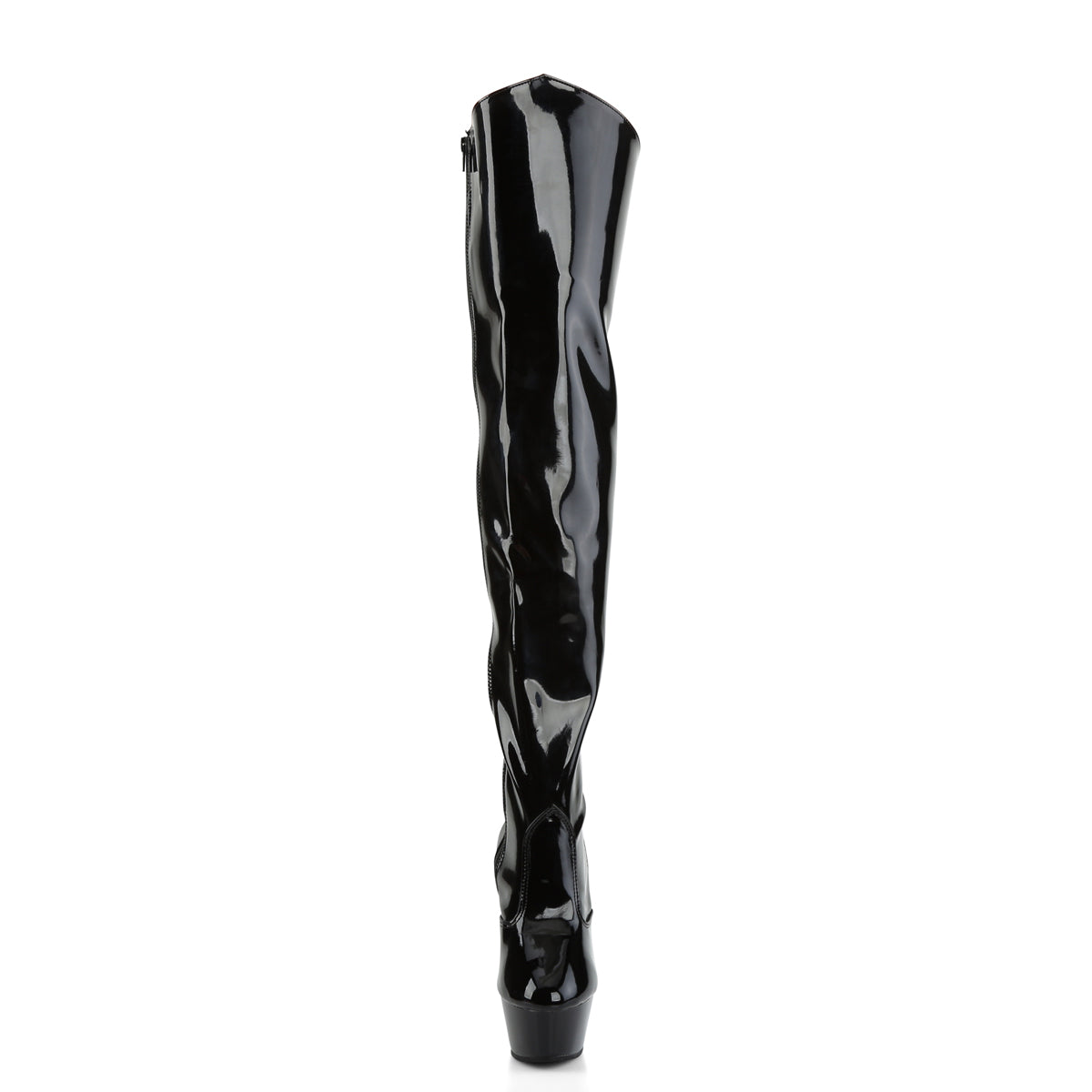 Pleaser KISS-3010 Black Platform Thigh High Boots - 6 Inch Heels